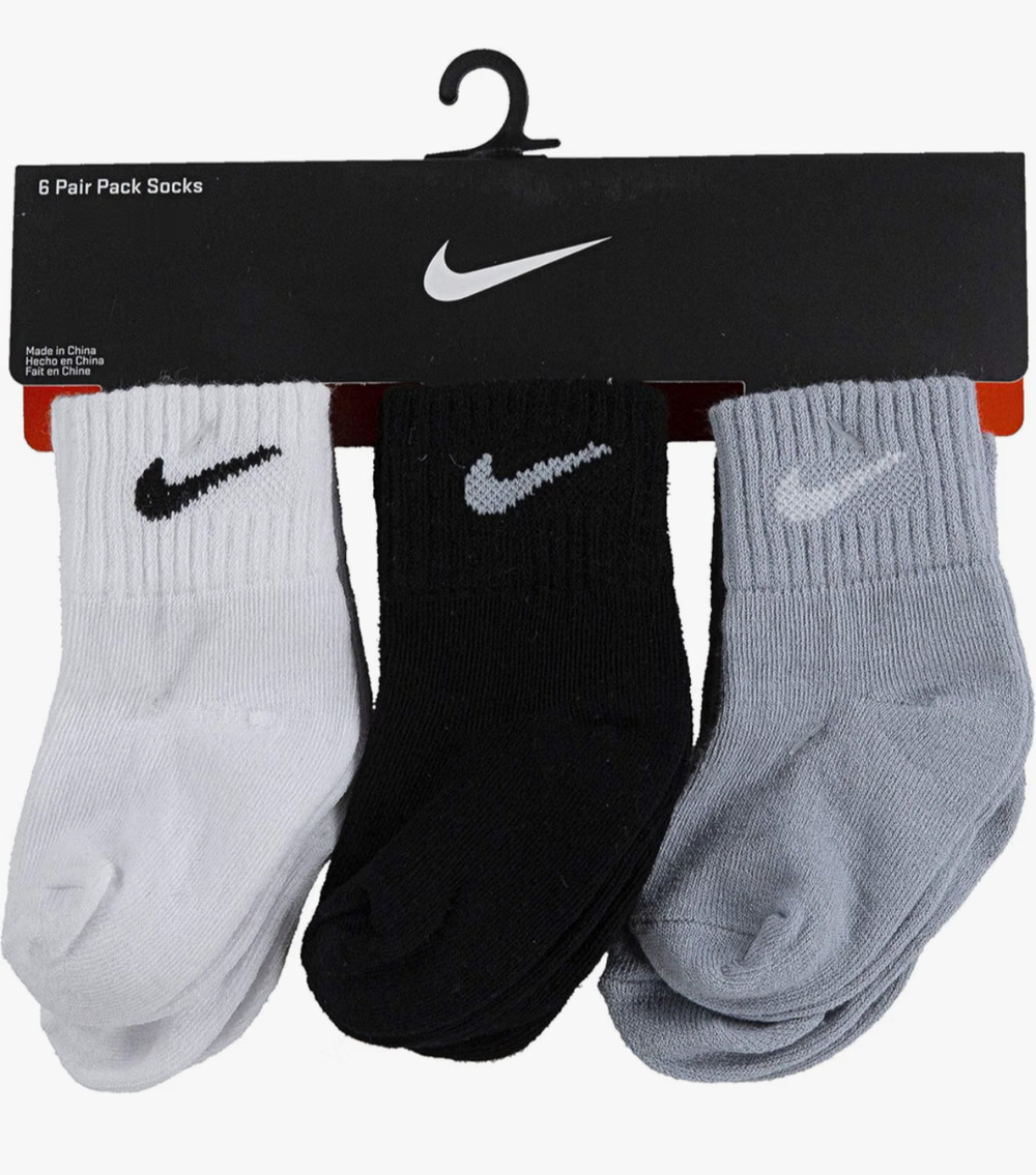 Nike Toddler Ankle Socks 6 Pair Pack 6-12 Months Black White Grey Athletic New